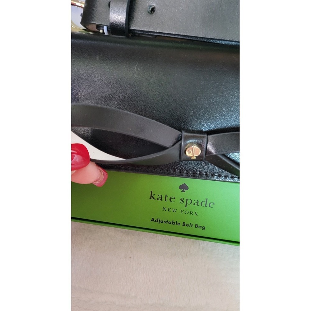 Kate Spade small black leather bow belt bag. - Picture 6 of 9